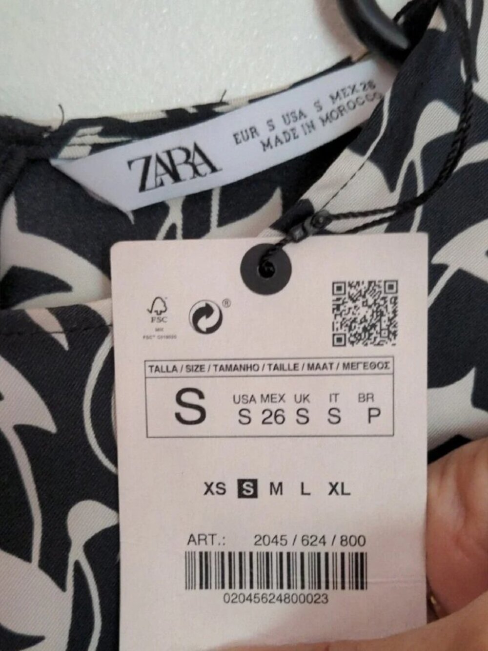 Zara Black White Abstract Print Midi Dress Minimalist Chic Size Small NWT - Picture 9 of 11